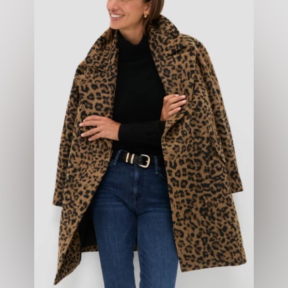 Tuckernuck Coat Leopard Brushed Wool Harley Peacoat Overcoat Sz L - Picture 5 of 15